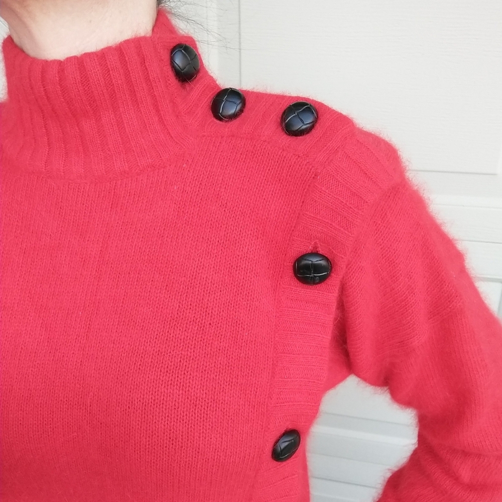 Red Angora I B Diffusion Turtleneck Sweater S - image 2